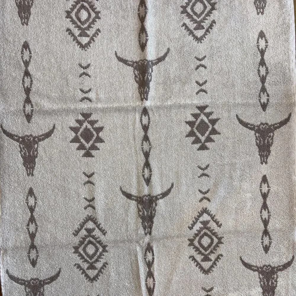 Wrangler Steer Head Stripe Longhorn Western Cowboy Aztec 2 Bath 2 Hand Towel Set